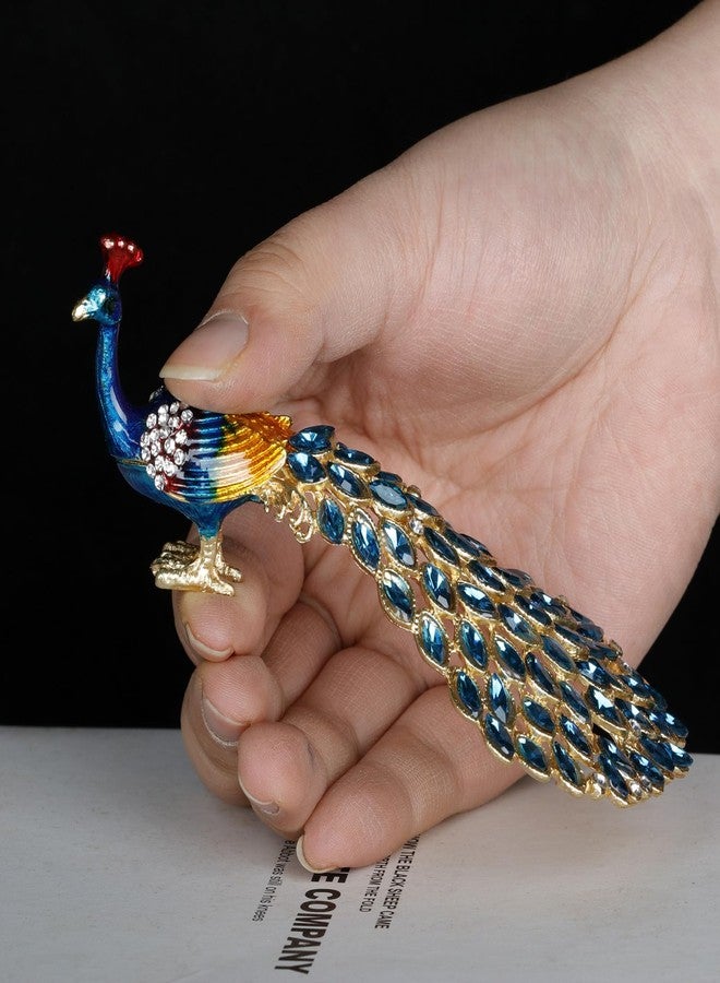 SEVENBEES Enameled Peacock Jewelry Box - Hand-Painted Collectible Figurine with Crystal Rhinestones, Ideal for Rings and Earrings, Perfect for Women and Girls - Image 3